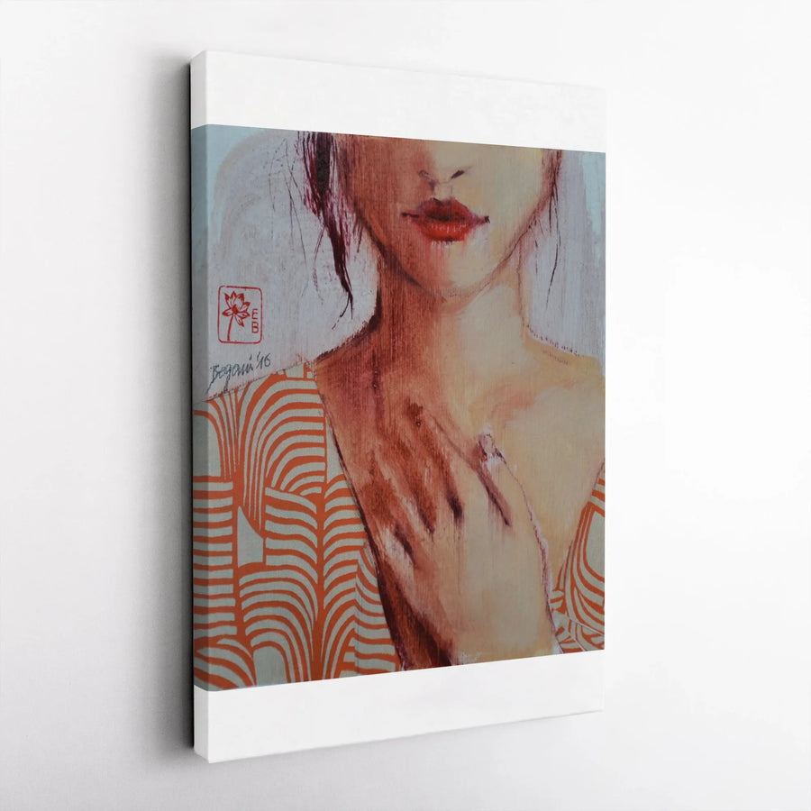 Modern Woman Portrait Canvas Art | Japanese Inspired Female Portrait | Gallery Quality Thick Canvas | Contemporary Living Room Decor Gift