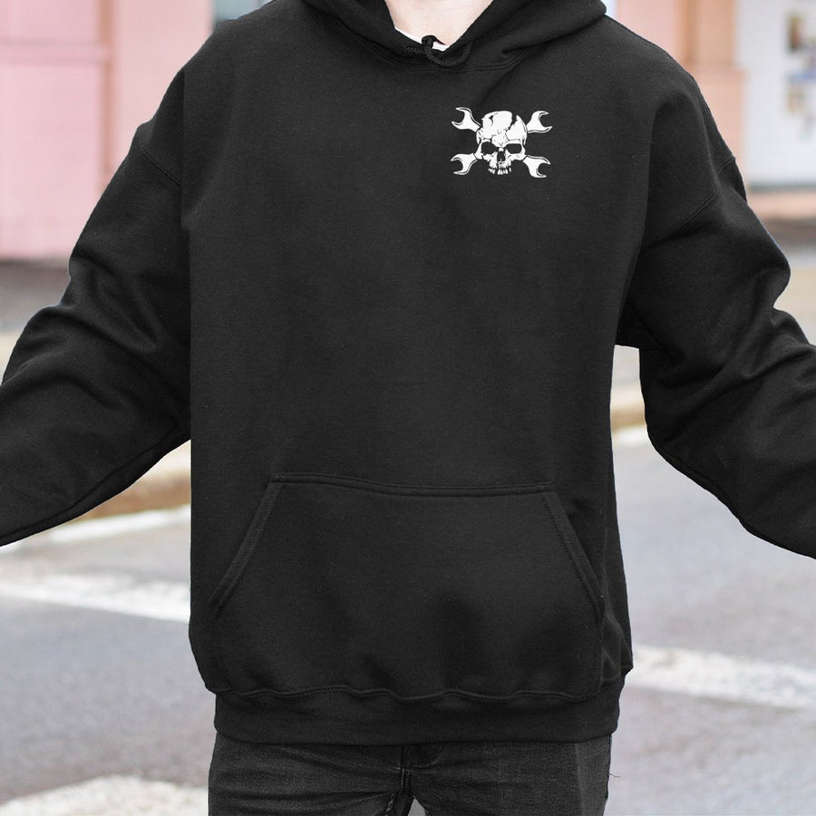 Skull Wrench Mechanic Hoodie | Industrial Design Graphic Sweatshirt | Premium Cotton-Blend Workwear | Gift for Construction Workers & Laborers