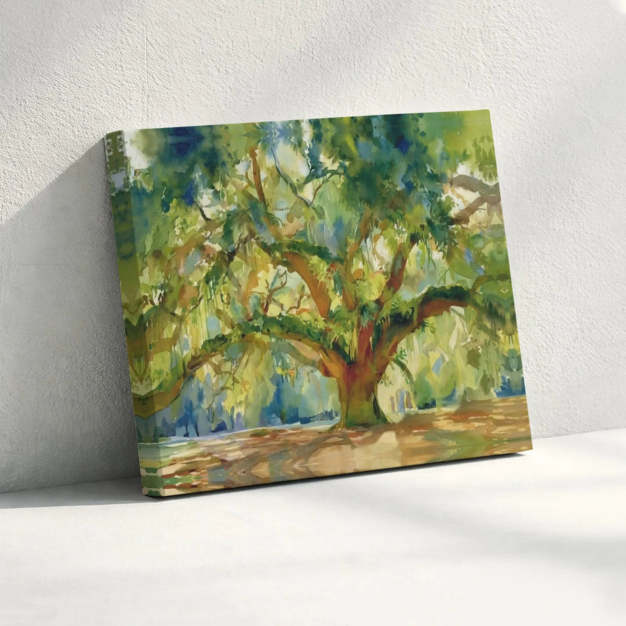 Live Oak Tree Wall Art | Watercolor Southern Landscape Print | Premium 1.25" Thick Gallery Canvas | Nature Lover Gift
