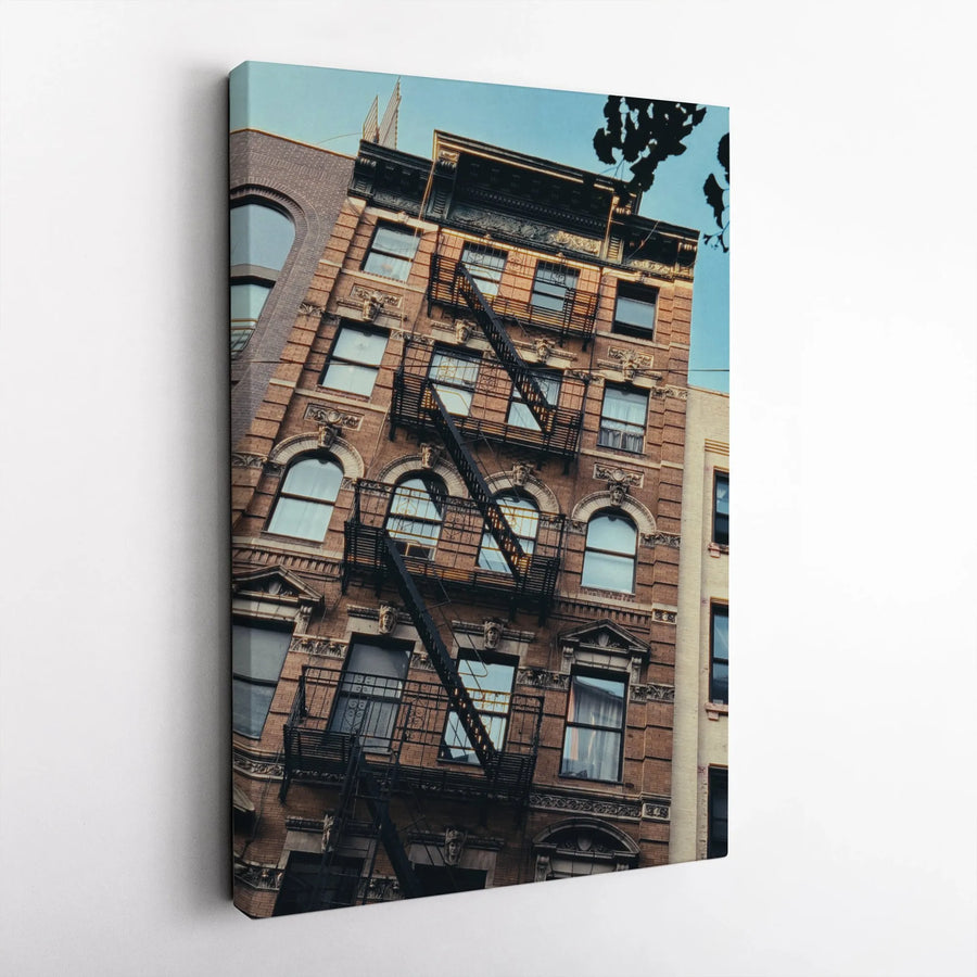 NYC Brownstone Vertical Canvas | Urban Architectural Photography Print | Premium Gallery-Wrapped Canvas | Modern Home Decor Gift for City Lovers