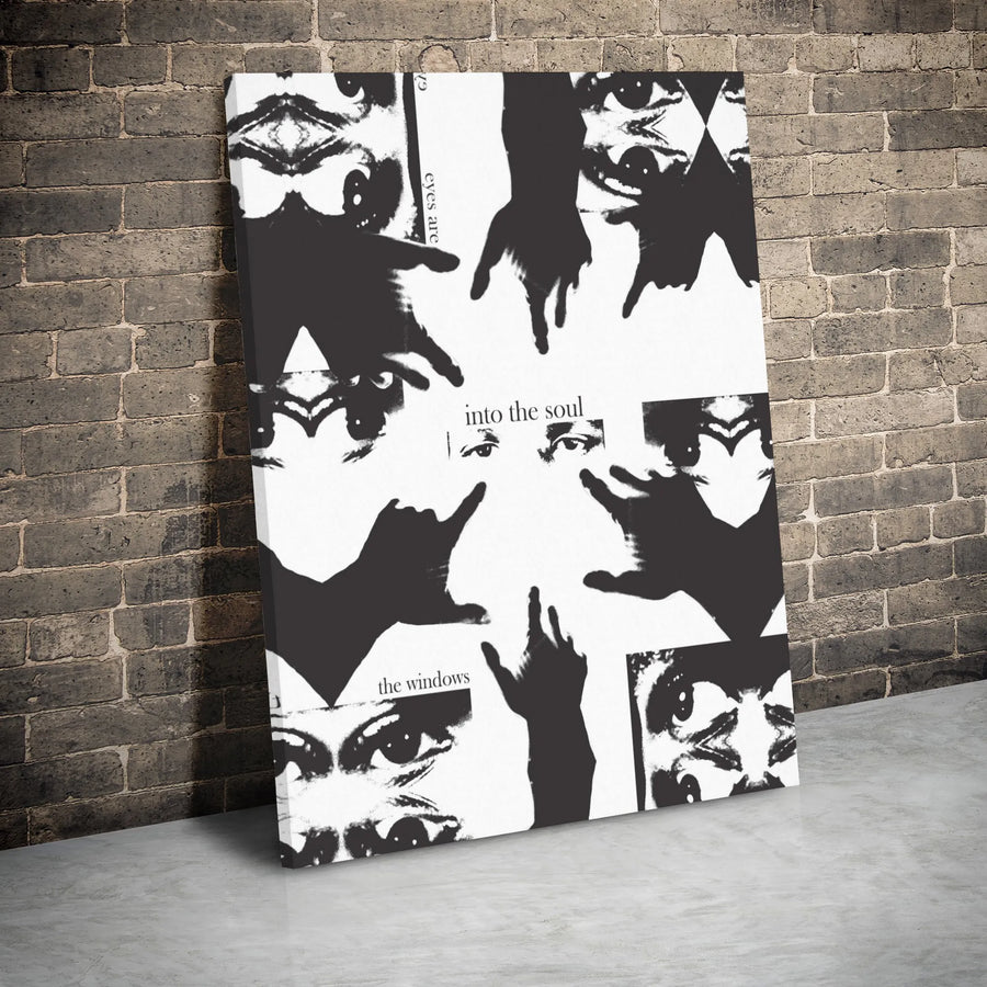 Abstract Eyes Wall Art | Surreal Collage Hands & Eyes Print | Gallery Wrap Canvas | Modern Minimalist Home Decor Gift