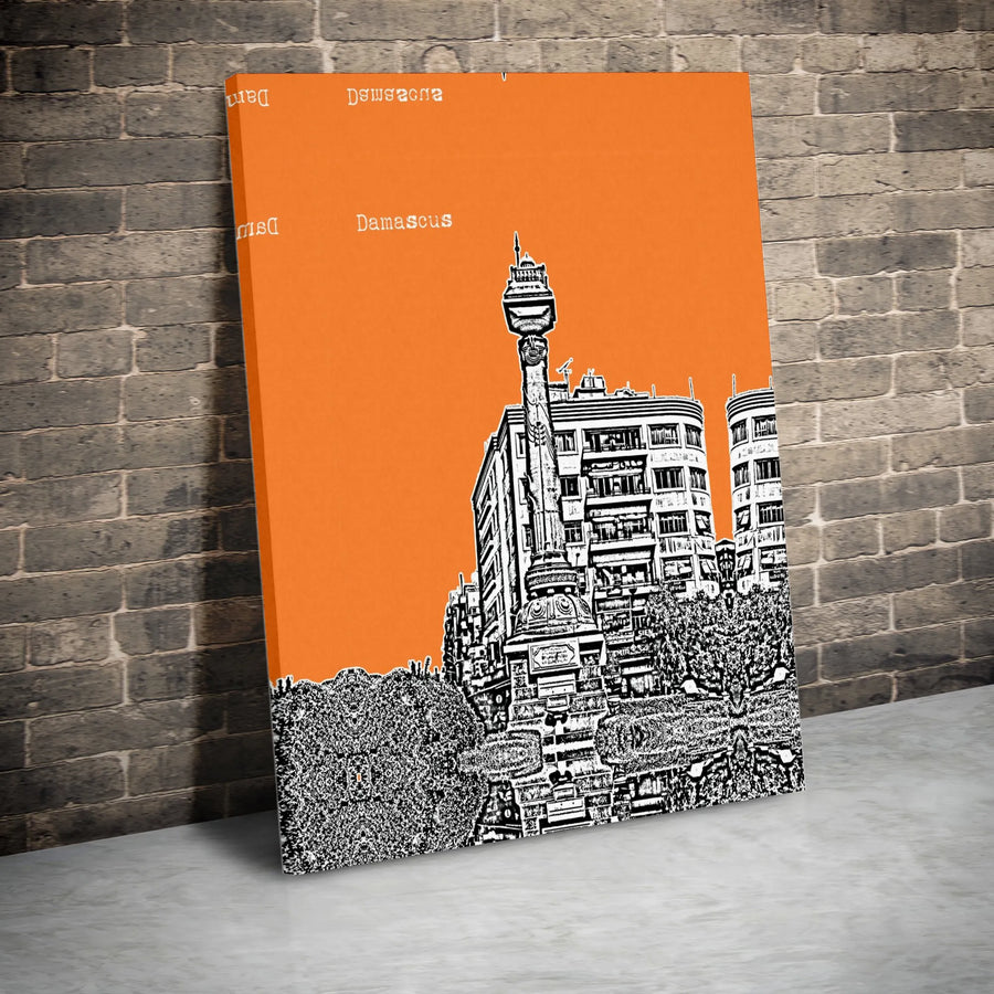 Damascus Canvas Wall Art | Modern Graphic Cityscape Print | Premium Fade-Resistant Canvas | Syria Travel Gift for Home Decor
