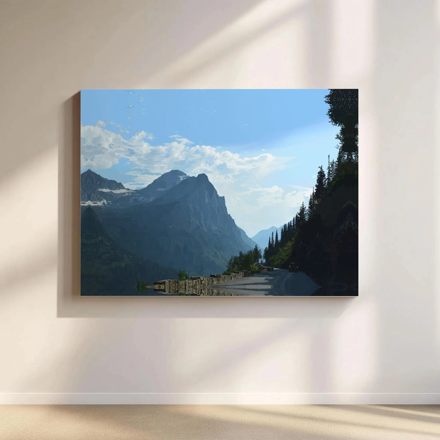 Mountain Road Canvas Wall Art | Snowy Peak Landscape Print | 1.25 Inch Gallery Wrap | Nature Home Decor Gift for Adventurers