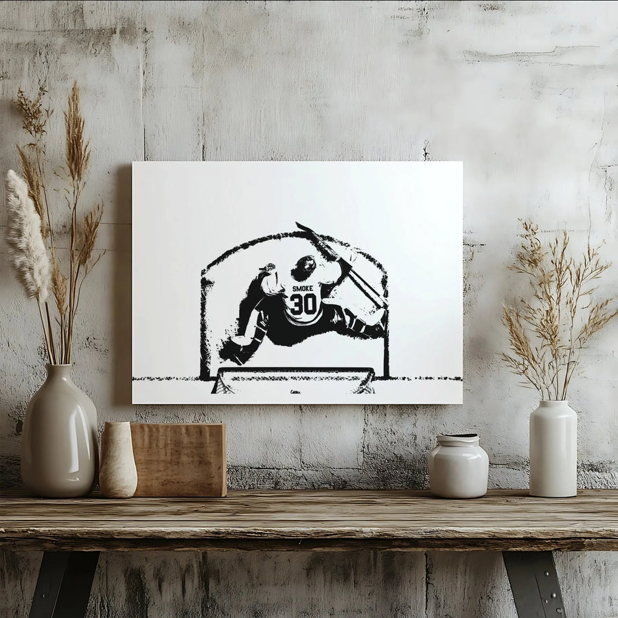 Ice Hockey Goalie Canvas Art | Dynamic Save Action Sketch | Premium 1.25-Inch Gallery Wrap | Sports Decor Gift for Hockey Fans