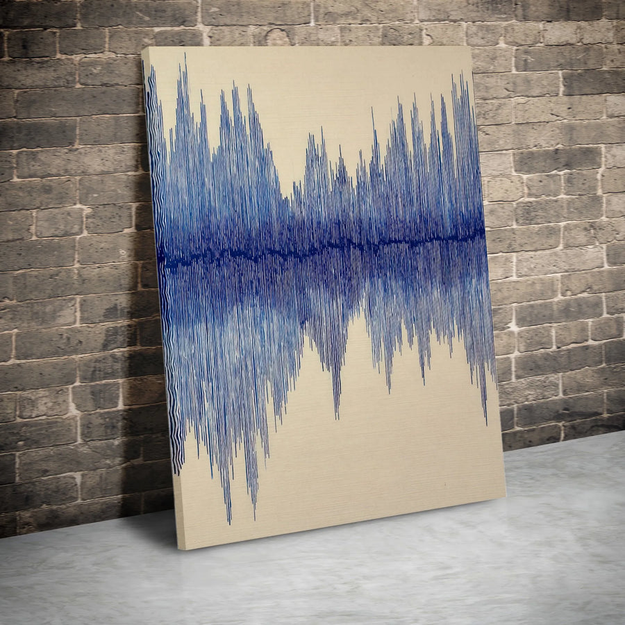 Abstract Soundwave Canvas Wall Art | Blue Waveform Graphic Print | Premium 1.25-Inch Gallery Wrap | Modern Home Office Decor Gift