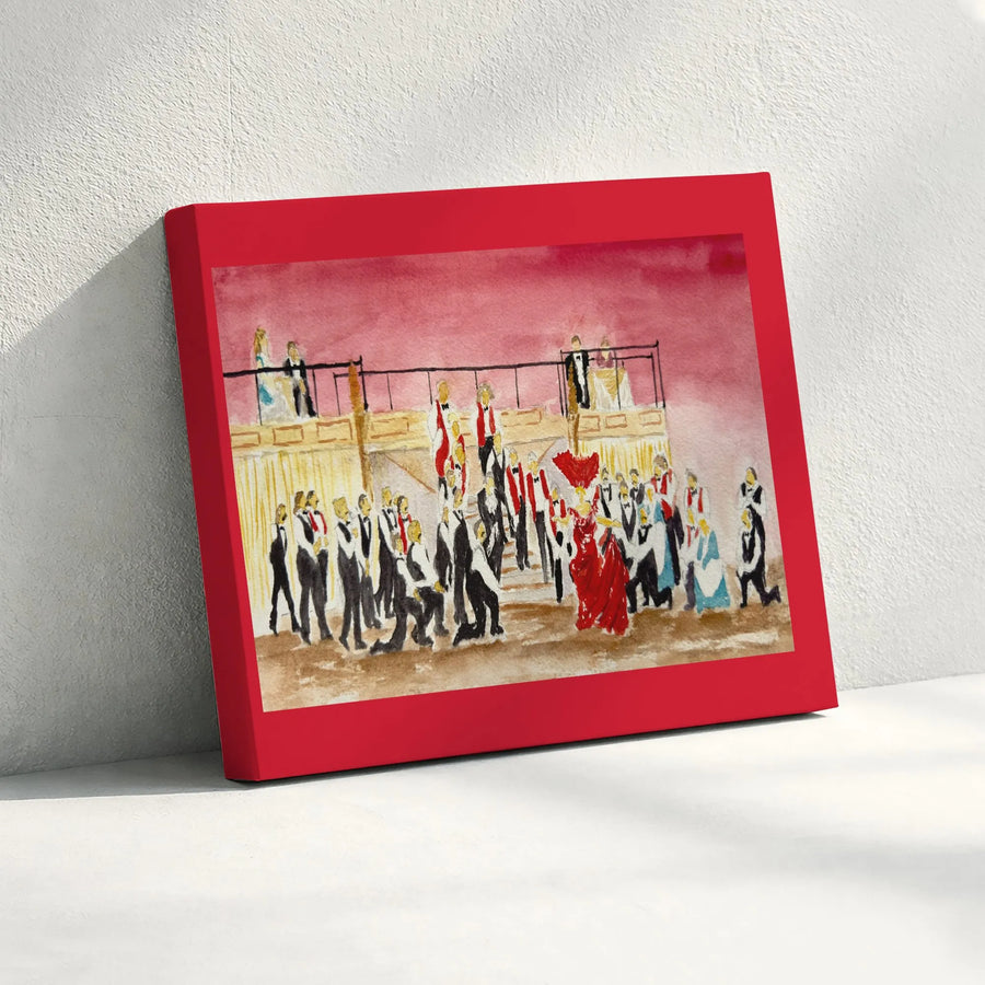 Opera House Canvas Wall Art | Dramatic Watercolor Theater Scene | Premium Gallery Wrap Print | Artistic Gift for Music Lovers