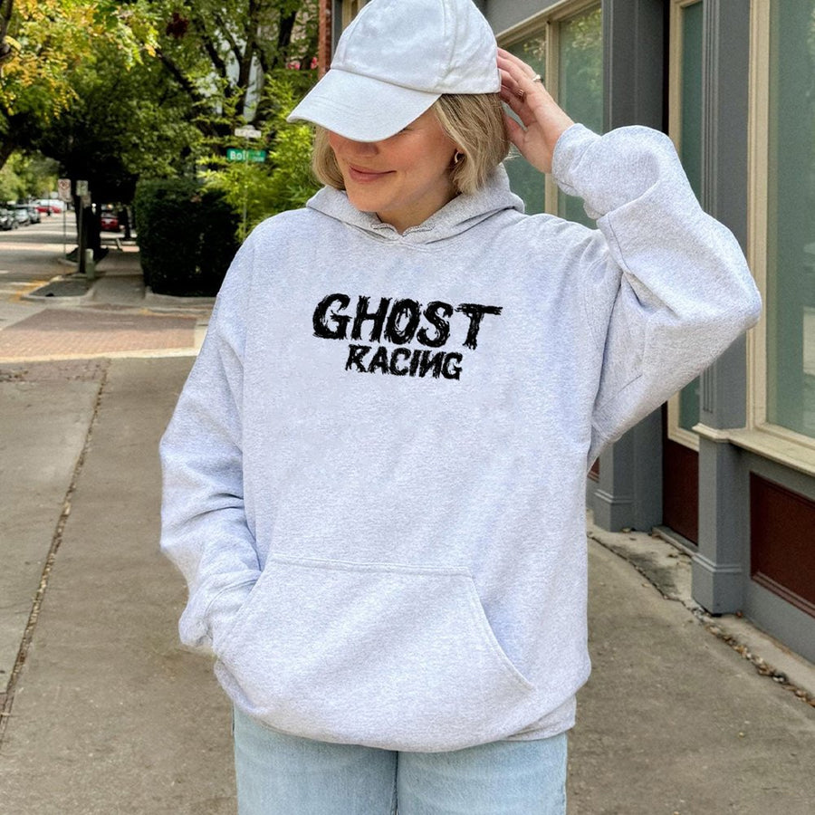 Ghost Racing Hoodie | Distressed Graphic Street Racing Design | Premium Cotton-Poly Blend | Streetwear Gift for Car Enthusiasts & Bikers
