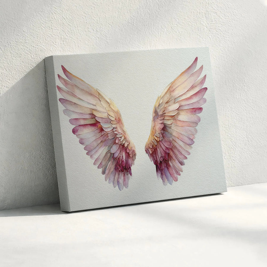 Angel Wings Canvas Wall Art | Ethereal Watercolor Painting | Premium Fade-Resistant Print | Spiritual Home Decor Gift