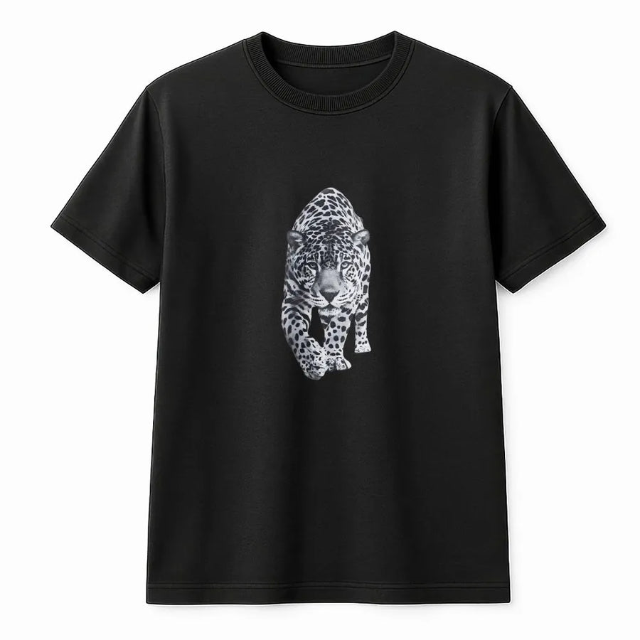Leopard Graphic T-Shirt | Realistic Big Cat Wildlife Print | 100% Cotton Premium Tee | Unisex Nature Lover Gift