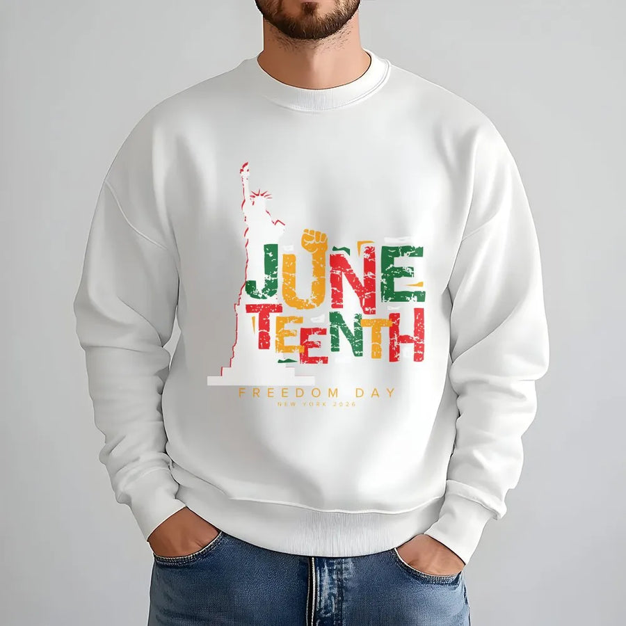 Juneteenth Freedom Day Sweatshirt | Distressed Pan-African Colors Graphic | Premium Cotton Blend | Commemorative Black History Gift for Men & Women