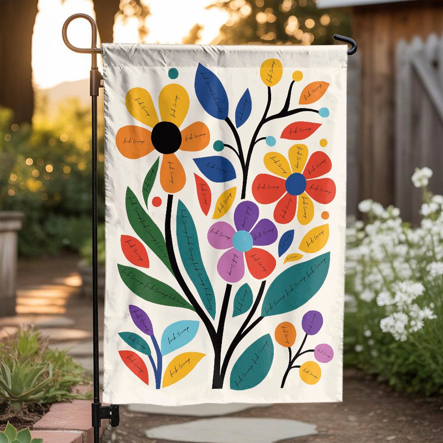 Floral Garden Flag | Modern Abstract Botanical Art | Weather-Resistant Premium Polyester | Colorful Outdoor Yard Decor Gift