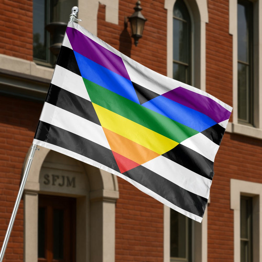 Straight Ally Pride House Flag | Rainbow Chevron LGBTQ Support Decor | Durable Weather-Resistant Polyester | Gift for Inclusivity and Home Pride
