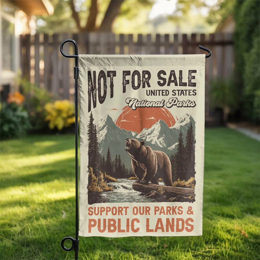 National Parks Garden Flag | Not For Sale Wildlife Bear Print | Weather-Resistant Polyester | Outdoor Decor Gift for Nature Lovers