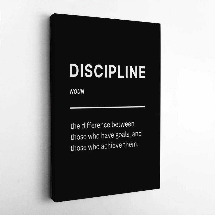 Discipline Definition Canvas Art | Motivational Dictionary Quote Print | Premium Gallery Wrapped Wall Decor | Gift for Gym & Office