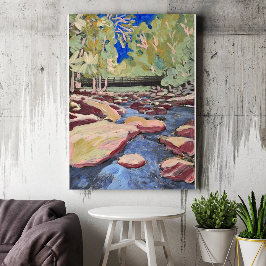 Great Smoky Mountains Canvas Wall Art | Impressionist River Landscape Print | Premium Fade-Resistant Print | Gift for Nature Lover