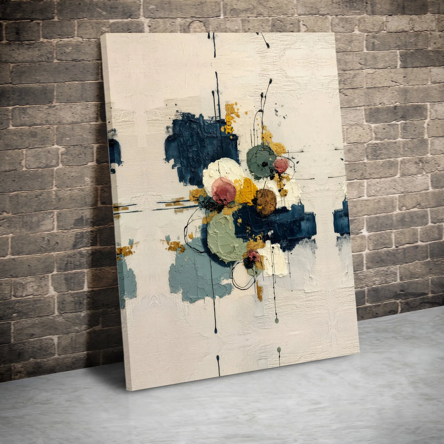 Wabi Sabi Canvas Wall Art | Textured Abstract Painting Print with Gold Effect | Premium Gallery Wrapped Canvas | Modern Minimalist Home Decor Gift
