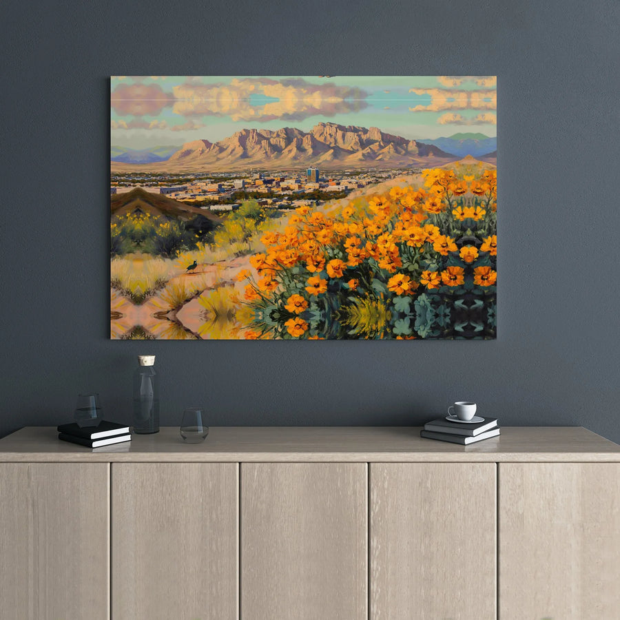 Southwestern Desert Landscape Canvas | El Paso Mountain Cityscape Print | Gallery Wrap Wall Art | Premium Home Decor Gift
