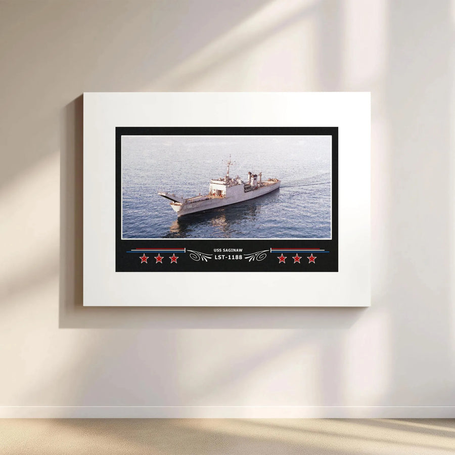 USS Saginaw LST-1188 Canvas Print | US Navy Ship Wall Art | Gallery Wrap Premium Decor | Military History Gift for Veteran