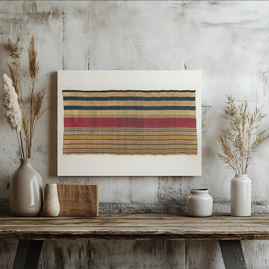 Vintage Striped Textile Wall Art | Bohemian Woven Pattern Print | Gallery-Quality Canvas | Neutral Home Decor Gift