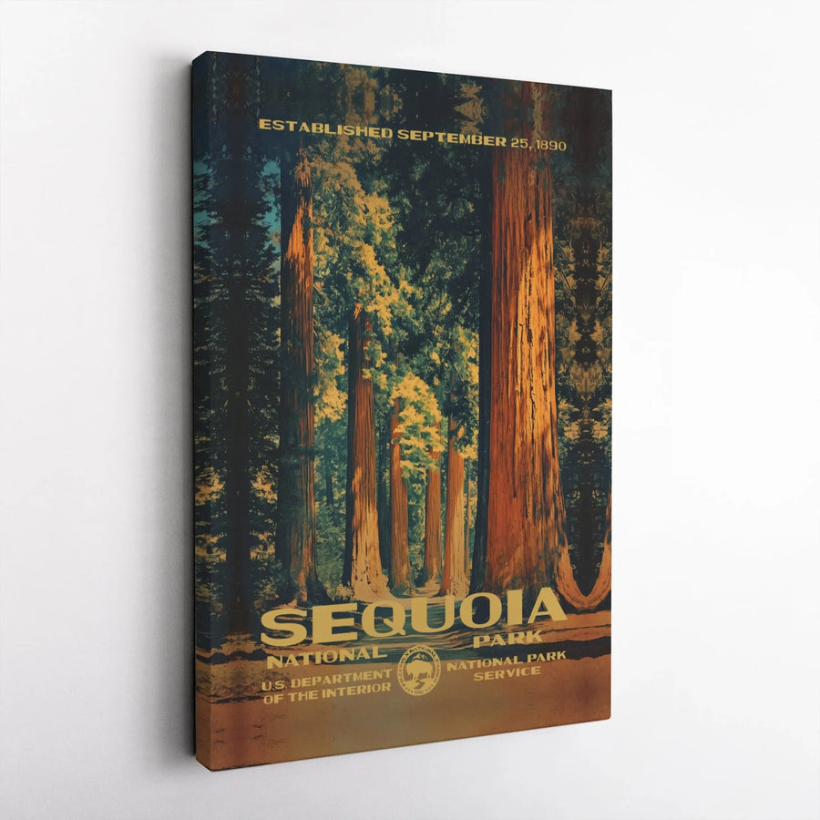 Sequoia National Park Canvas Wall Art | Vintage Travel Poster Print | Premium Gallery Wrap Decor | Gift for Nature Lovers & Hikers