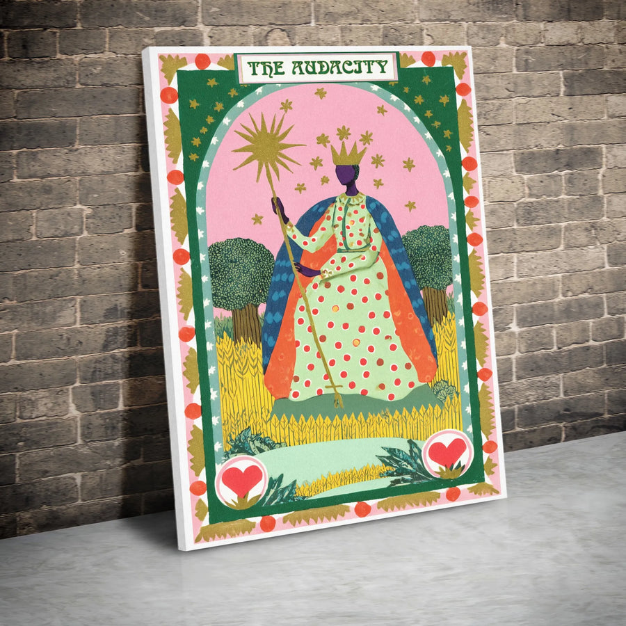 The Audacity Tarot Card Canvas Print | Black Queen Empowerment Art | Premium Gallery Wrapped Canvas | Unique Gift for Her & Feminist Home Decor