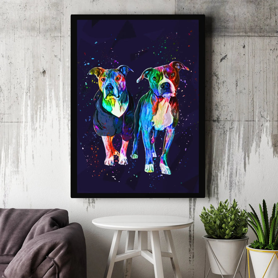 Pit Bull Wall Art Canvas | Colorful Abstract Dog Splash Painting | Premium 1.25-Inch Gallery Wrap Decor | Gift for Pitbull Lovers