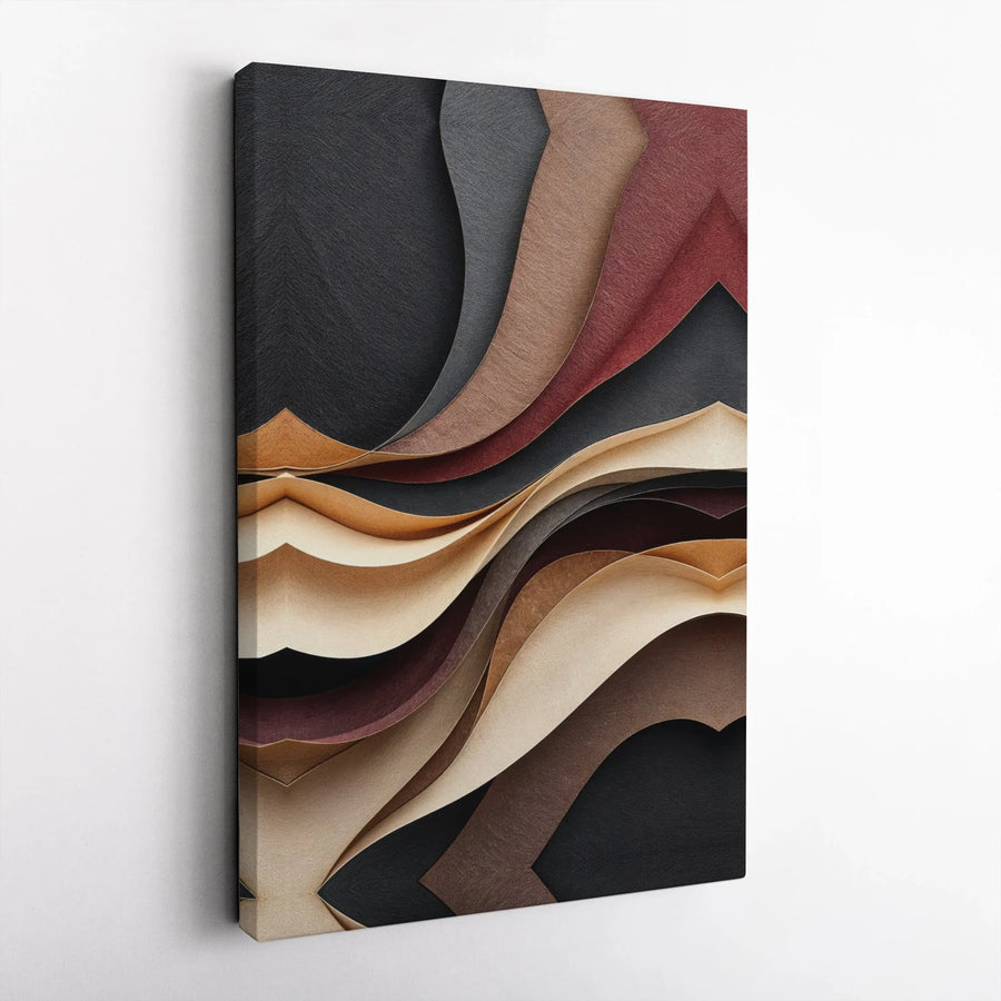 Abstract Canvas Wall Art | Wavy Earth Tone Layers Design | Premium Gallery Wrap Canvas | Modern Minimalist Home Decor Gift