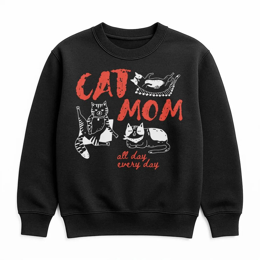 Cat Mom Graphic Sweatshirt | Funny Sketch Cats Design | Premium Soft Cotton | Unique Gift for Cat Lover
