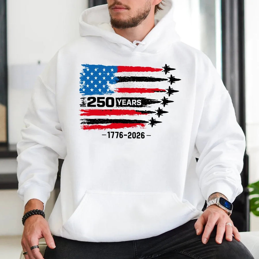 America 250th Anniversary Hoodie | Patriotic USA Freedom Graphic | Soft Cotton-Blend Premium Apparel | Unisex Gift for US History Lovers
