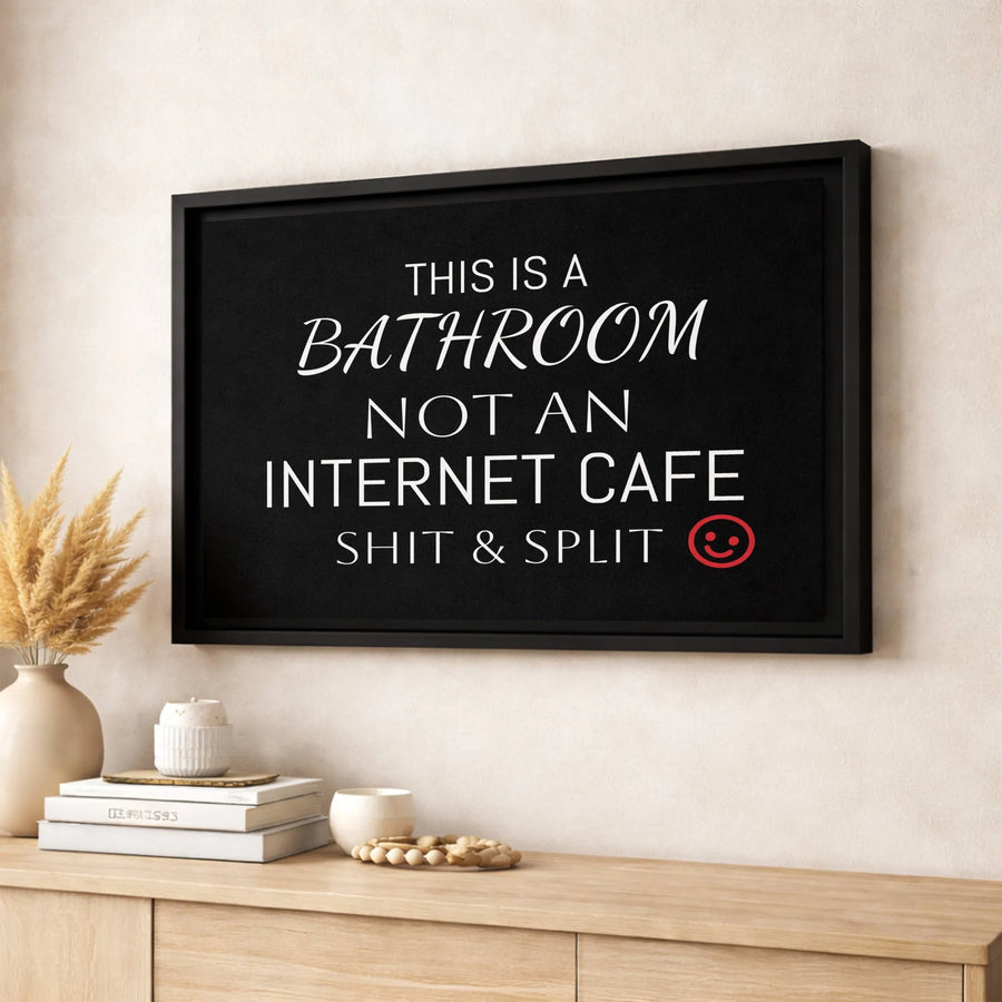Bathroom Wall Art | Shit And Split Sign | Premium Gallery Wrap Canvas | Funny Home Decor Gift For Restroom Guest Bath
