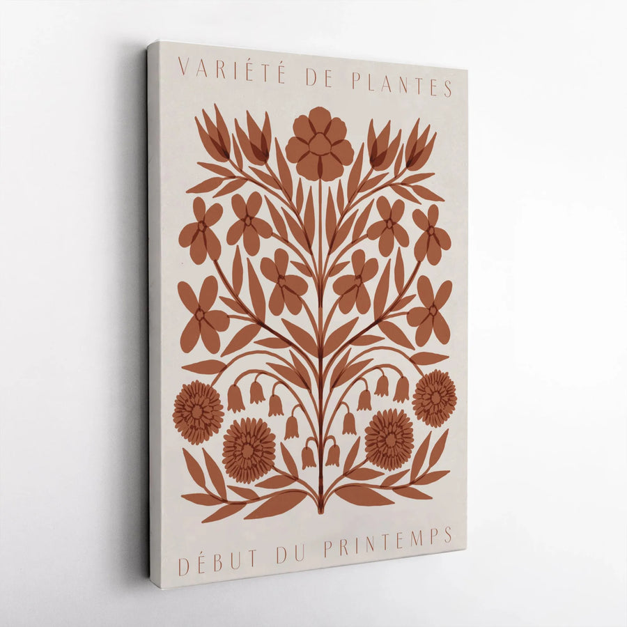 French Botanical Art Canvas | Début du Printemps Floral Print | Premium 1.25" Gallery Wrap | Modern Minimalist Home Decor Gift