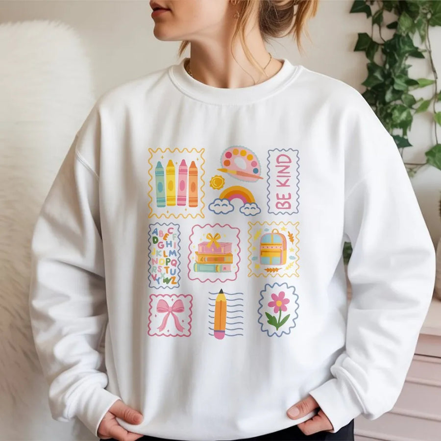 Teacher Life Sweatshirt | Cute School Supplies Graphic | Premium Cotton Blend | Back to School Gift for Elementary Teacher