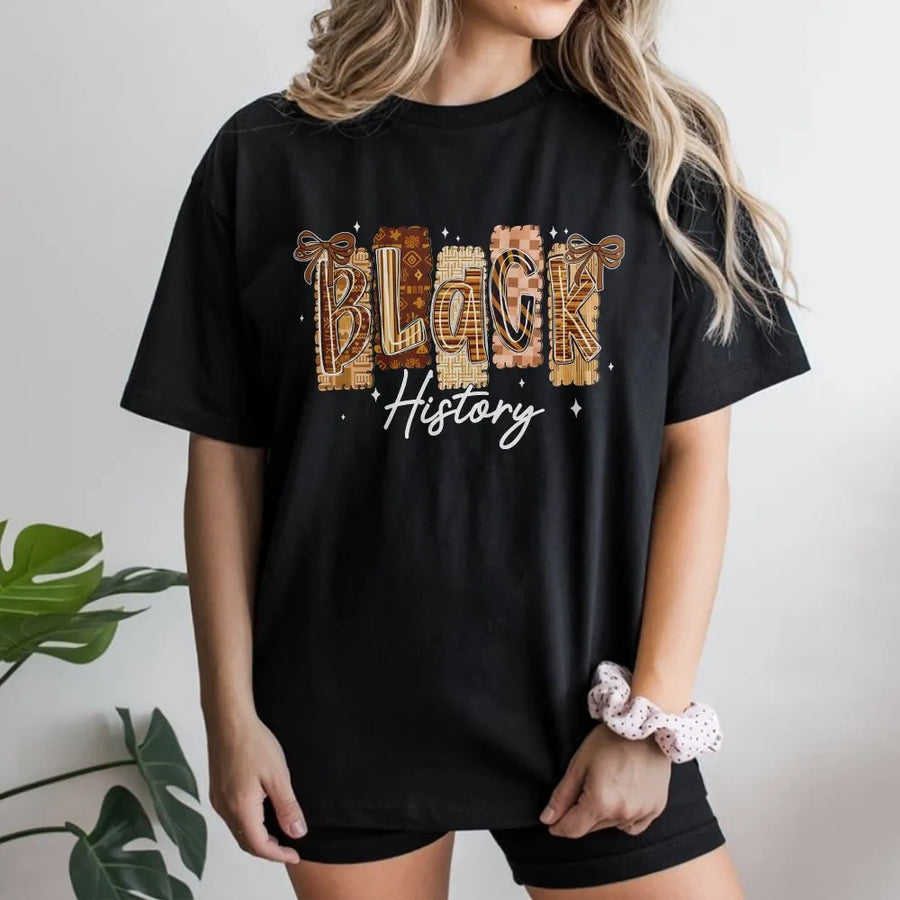 Black History Month T-Shirt | Aesthetic Coquette Bow Graphic | Premium 100% Cotton Tee | Empowering African American Heritage Gift
