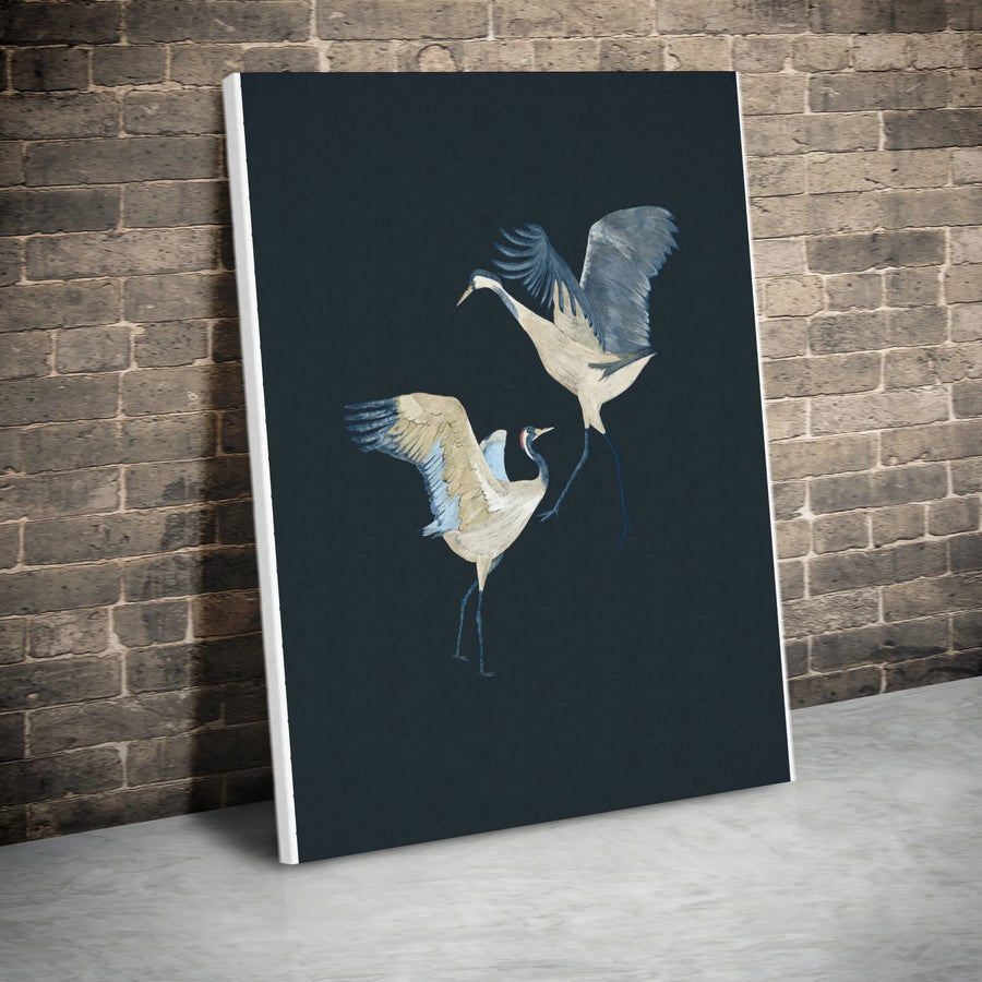 Japanese Crane Vertical Canvas | Minimalist Bird Painting Wall Art | Premium 1.25" Thick Gallery Print | Modern Asian Home Decor Gift