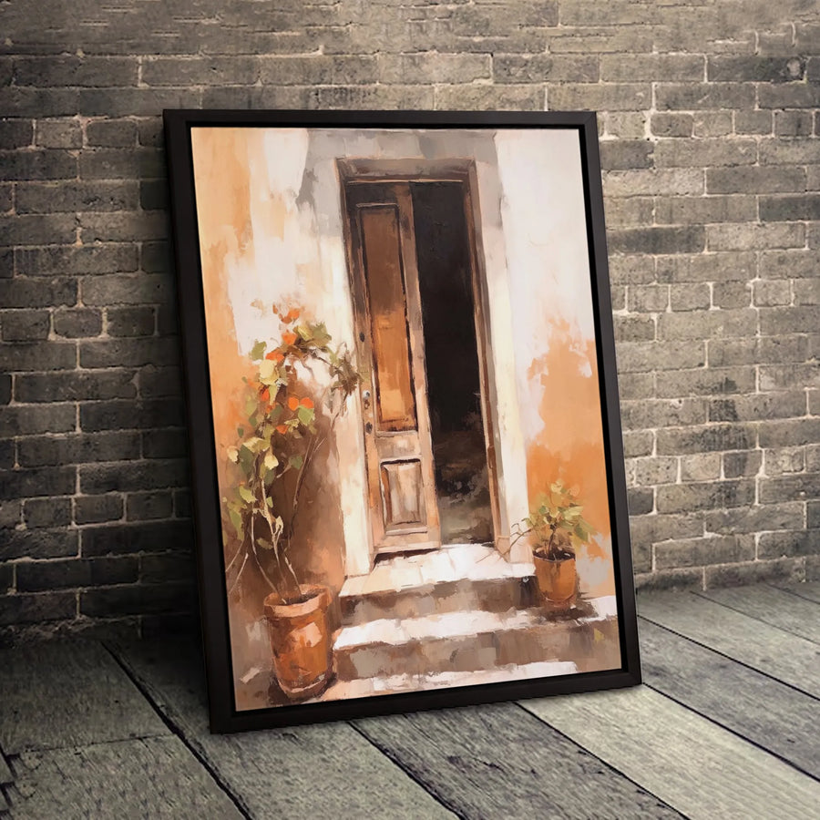 Rustic Door Canvas Wall Art | Mediterranean Street Impressionist Print | Premium Gallery Wrapped 1.25" Profile | Home Decor Gift