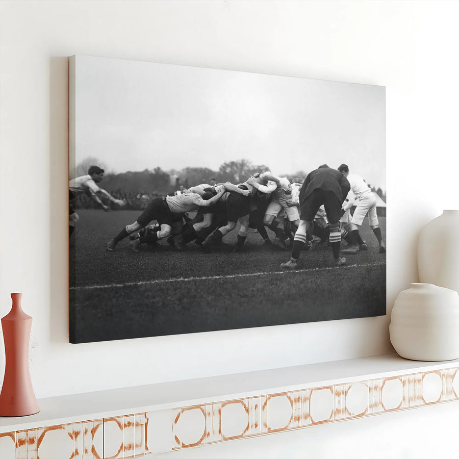 Vintage Rugby Canvas Wall Art | Black and White Photo Print | Premium Gallery Quality Canvas | Gift for Rugby Player & Coach