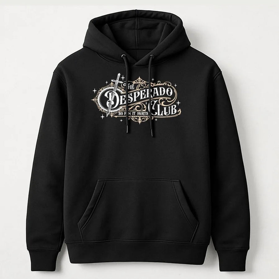 Desperado Club Hoodie | Vintage Fantasy Sword Graphic | Premium Cotton Blend | Gift for Fantasy Readers and Book Lovers