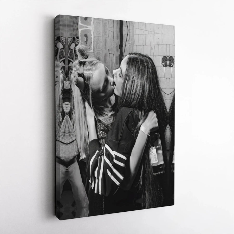 LGBTQ Couple Kissing Canvas Print | Romantic Black and White Photography | Gallery-Wrapped Premium Decor | Meaningful Gift for Couples