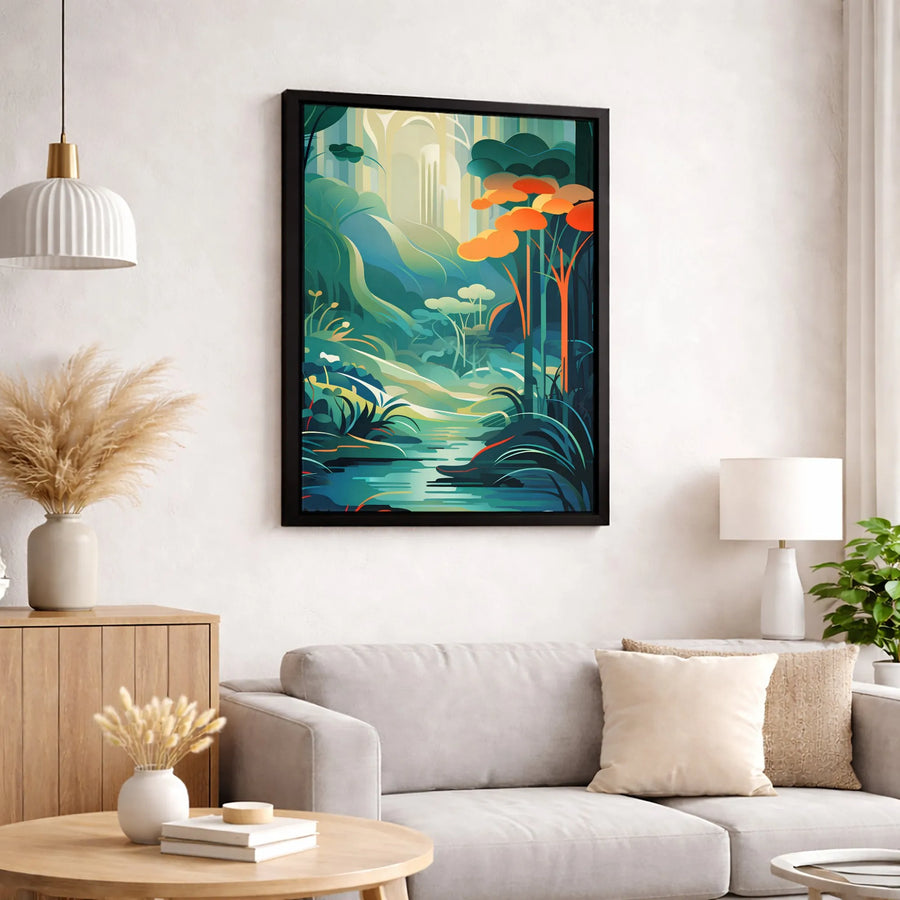 Abstract Forest River Canvas Print | Modern Nature Landscape Wall Art | Gallery-Quality 1.25 Inch Profile | Premium Home Decor Gift