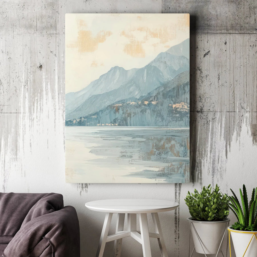 Abstract Mountain Landscape Canvas Art | Serene Lake Reflection Wall Decor | Premium 1.25" Gallery Wrap | Modern Home & Office Interior Accent