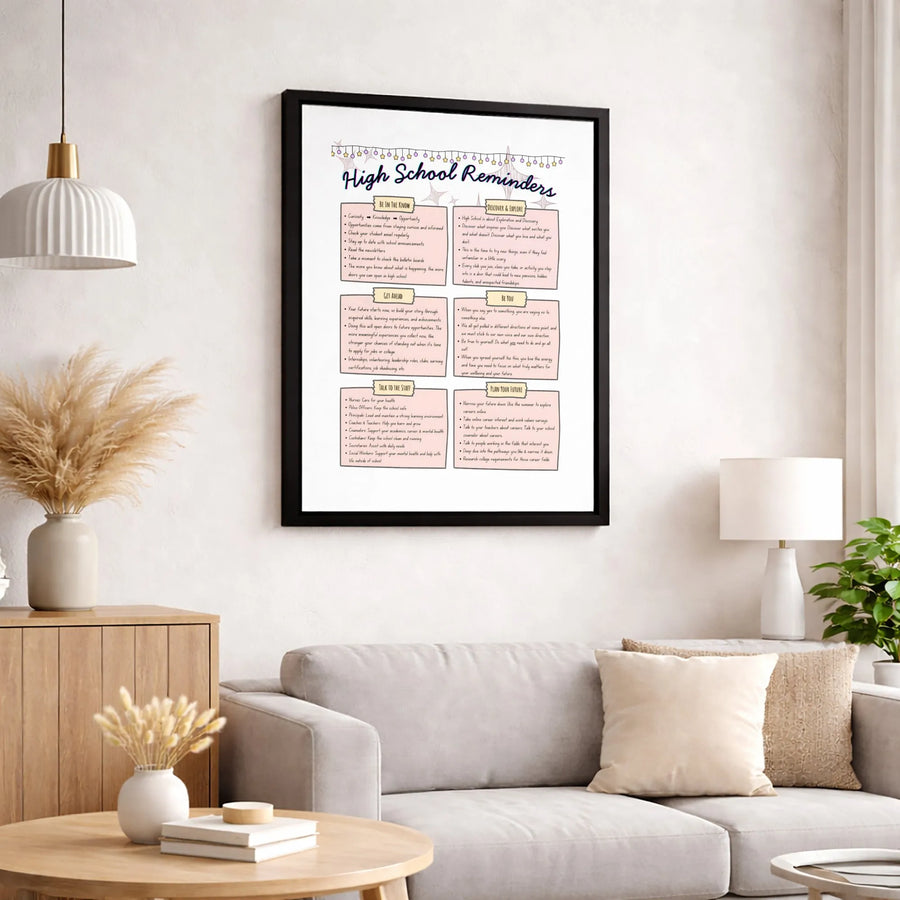 High School Reminders Canvas Wall Art | Inspirational Student Advice Poster | Premium Gallery Wrap Decor | Back To School Gift For Teens