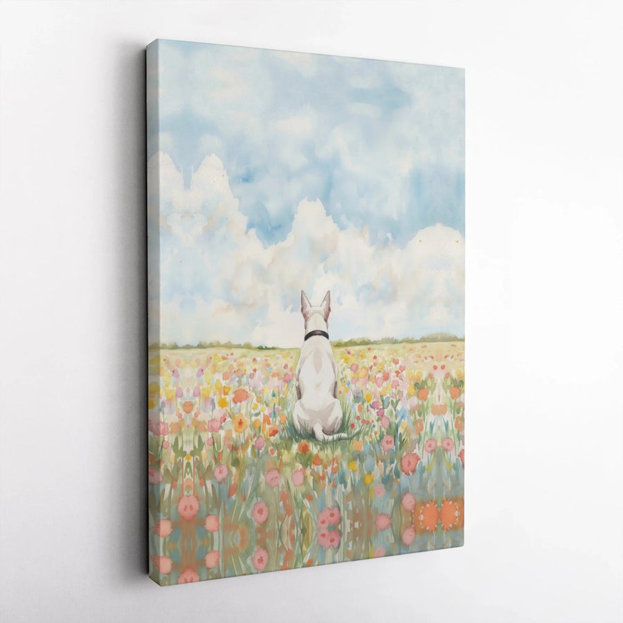 White Dog Canvas Wall Art | Watercolor Wildflower Meadow Portrait | 1.25-Inch Gallery Wrap | Premium Pet Lover Gift Home Decor