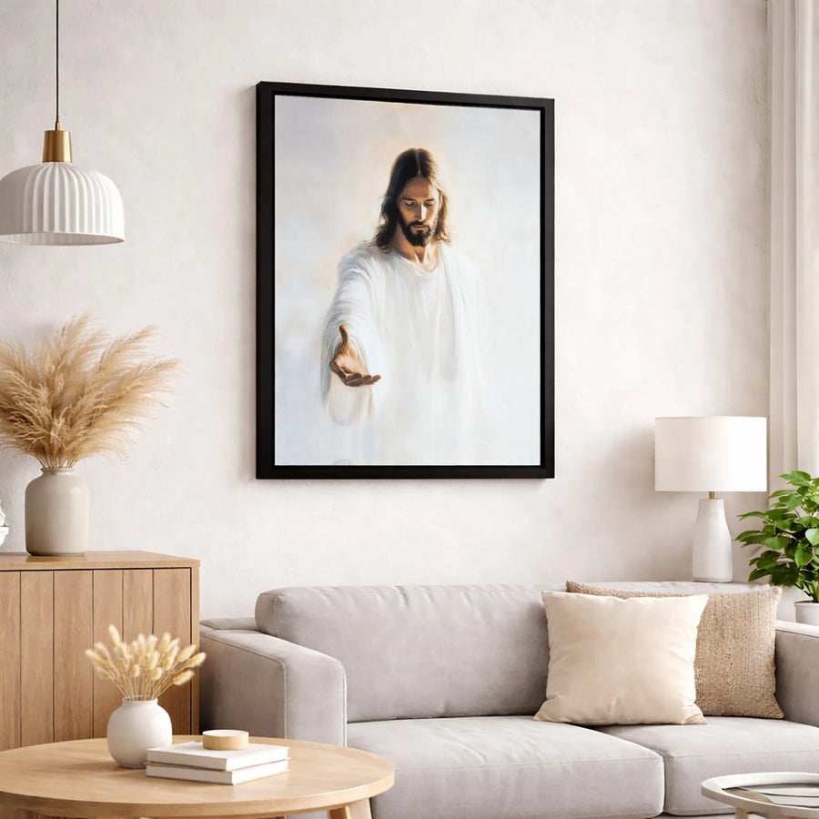Jesus Christ Canvas Print | Come Unto Me Extended Hand Artwork | Premium Gallery Wrapped Wall Decor | Christian Home Decor Gift