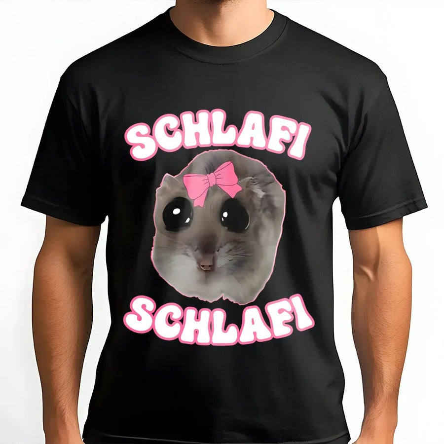 Schlafi Hamster T-Shirt | Cute Rodent Meme Graphic | Premium Soft Cotton Tee | Funny Animal Lover Gift For Men And Women