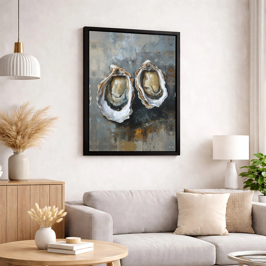 Oyster Half Shell Canvas Print | Abstract Coastal Wall Art | Gallery-Quality Fade-Resistant | Elegant Kitchen and Dining Room Decor Gift