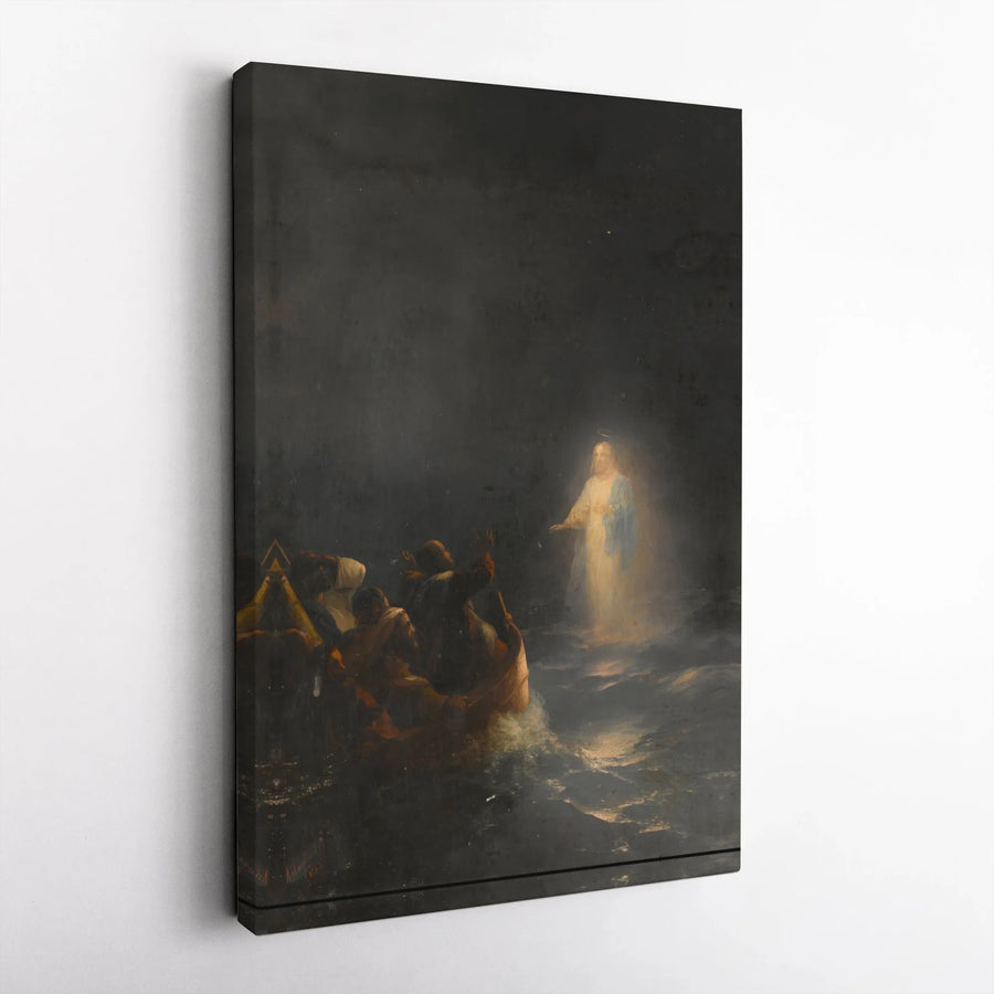 Jesus Walking On Water Canvas Print | Religious Biblical Storm Art | Premium Gallery Wrapped Wall Decor | Christian Home Gift For Believers