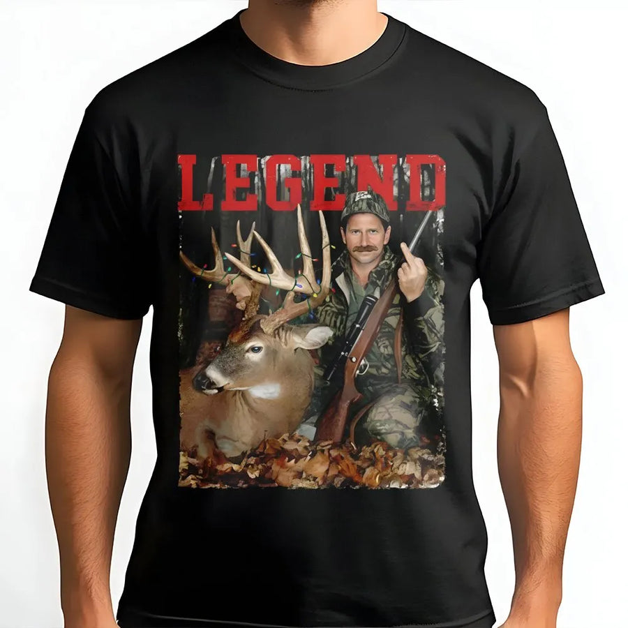 Legend Hunting T-Shirt | Retro Deer Hunter Graphic Tee | Premium Cotton Apparel | Funny Outdoorsman Gift for Men