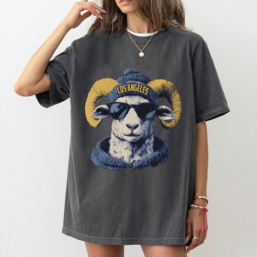 Los Angeles Cool Ram Mascot With Sunglasses And Beanie T-Shirt
