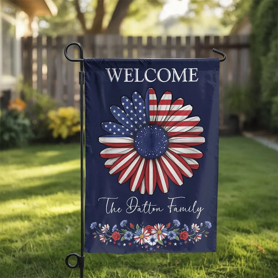 Patriotic Sunflower Garden Flag | American Flag Welcome Sign for Yard | Premium Weather Resistant Polyester | 4th of July Outdoor Decor Gift