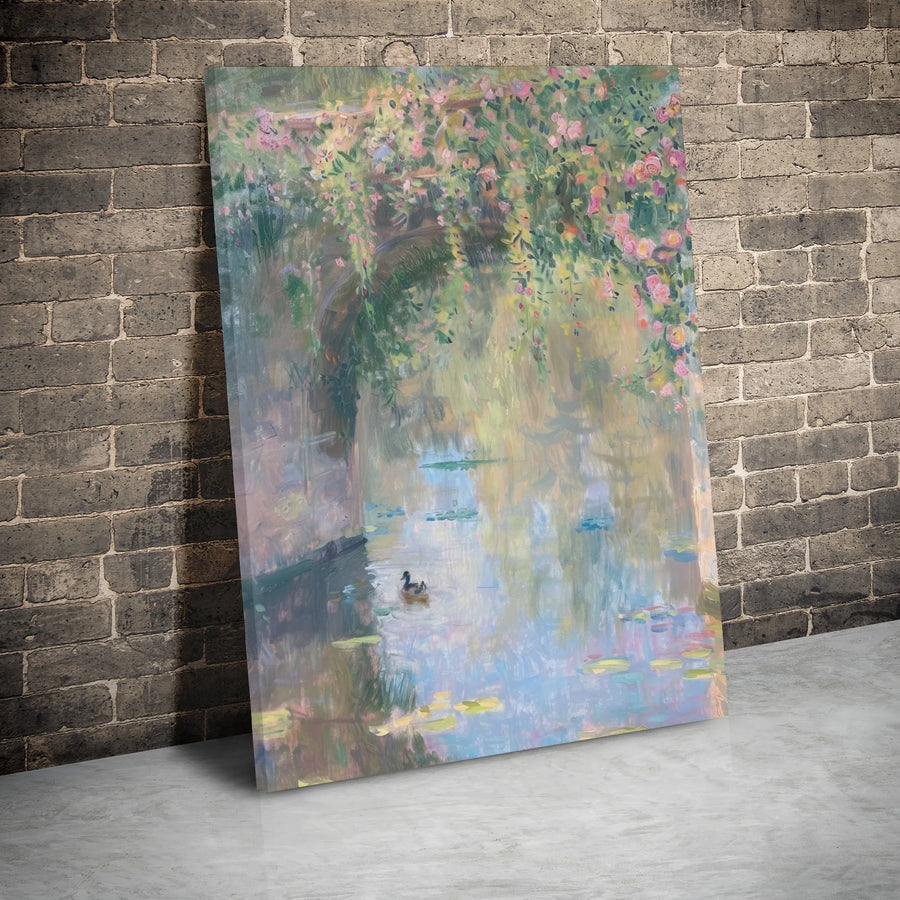 Claude Monet The Rose Arches Wall Art | Impressionist Giverny Landscape Canvas Print | Premium Gallery Wrap Decor | Gift for Art Lovers